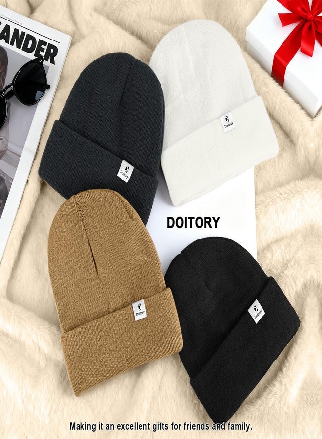 Doitory Satin Lined Beanie Hat, Winter Hats for Women & Men, Soft Silk Lining Cuffed Knit Beanie Unisex Skull Cap Black - Image 5